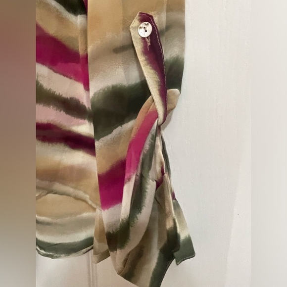 CHICO’S TOP LS WOVEN PATTERN FUCHSIA BERRY - Picture 3 of 4